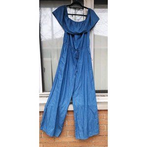 Womens Medium Jumpsuit Blue Jean Jealous Tomato Denim Wide Leg